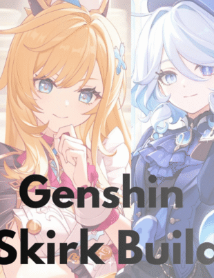 Genshin Impact characters with Genshin Skirk Build text.