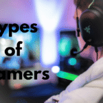 Person in headset at PC titled Types of Gamers.
