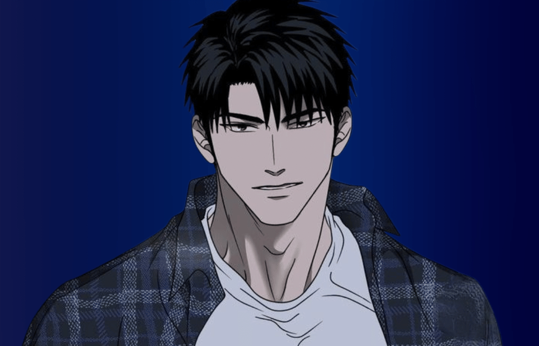 Shutline Shin Geon smirking in a plaid shirt.