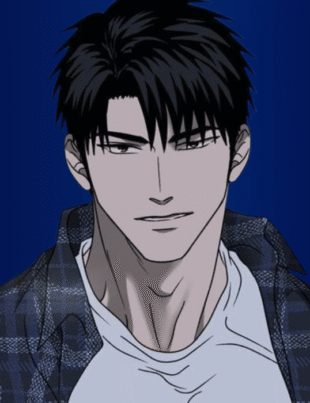 Shutline Shin Geon smirking in a plaid shirt.
