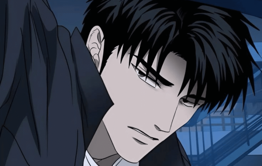 Shutline Shin Geon looking down with a serious expression.