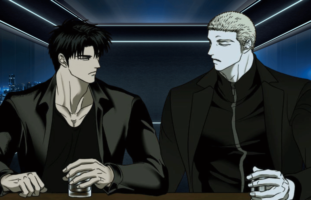 Shutline Animation Ep 1: Two men in black at a bar.