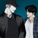 Jake and Shin-gun from Shutline Manga looking at each other.