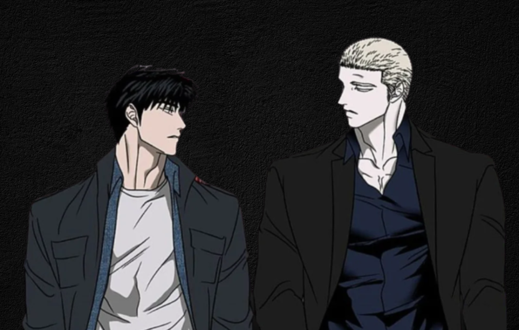 Shutline Ch 104 manhwa artwork showing Shin and Jake