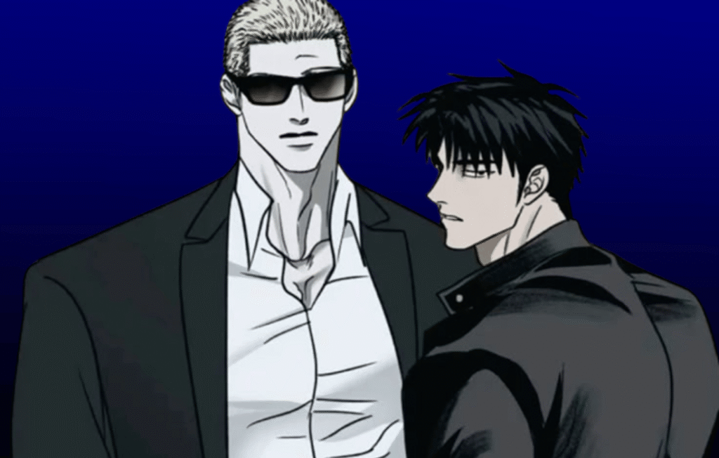 Jake with sunglasses and Shin-gun in Shutline ch 18.