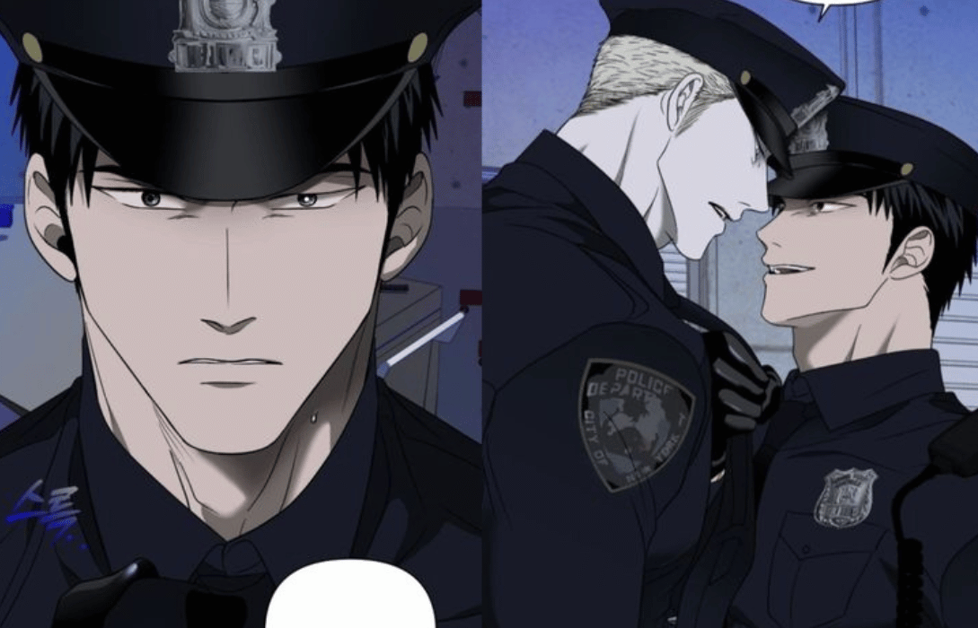 Jake and Moon Shin in Shutline Anime Ep 1 police uniforms.