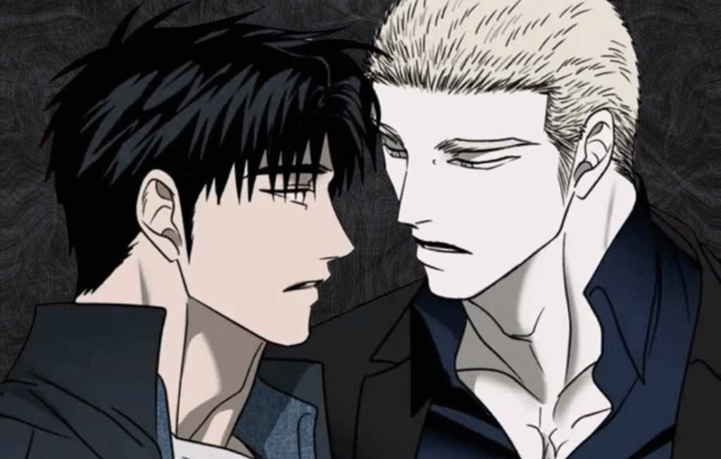 Jake and Shingun facing each other in Shutline chapter 91.