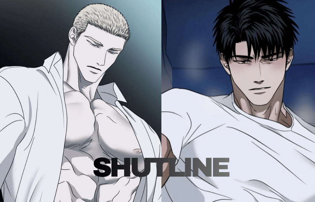 Jake and Moon Shin-gun from Shutline BL Manga.