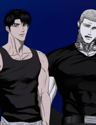 Two muscular men from the Manhwa Shutline.