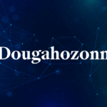 Dougahozonn text on blue network background.