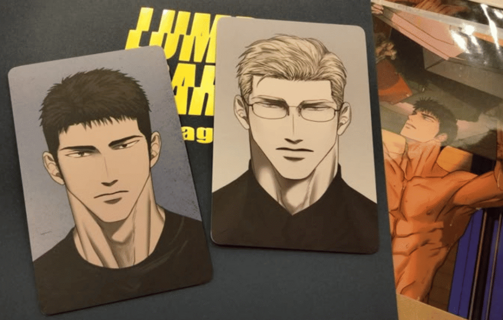 Shutline manhwa book photocards of Jake and Shin.