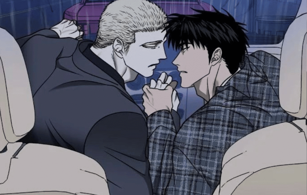 Moon Shin and Jake in a car from Shutline chapter 105.