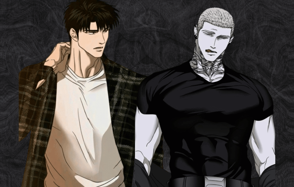 Two Shutline characters standing together.