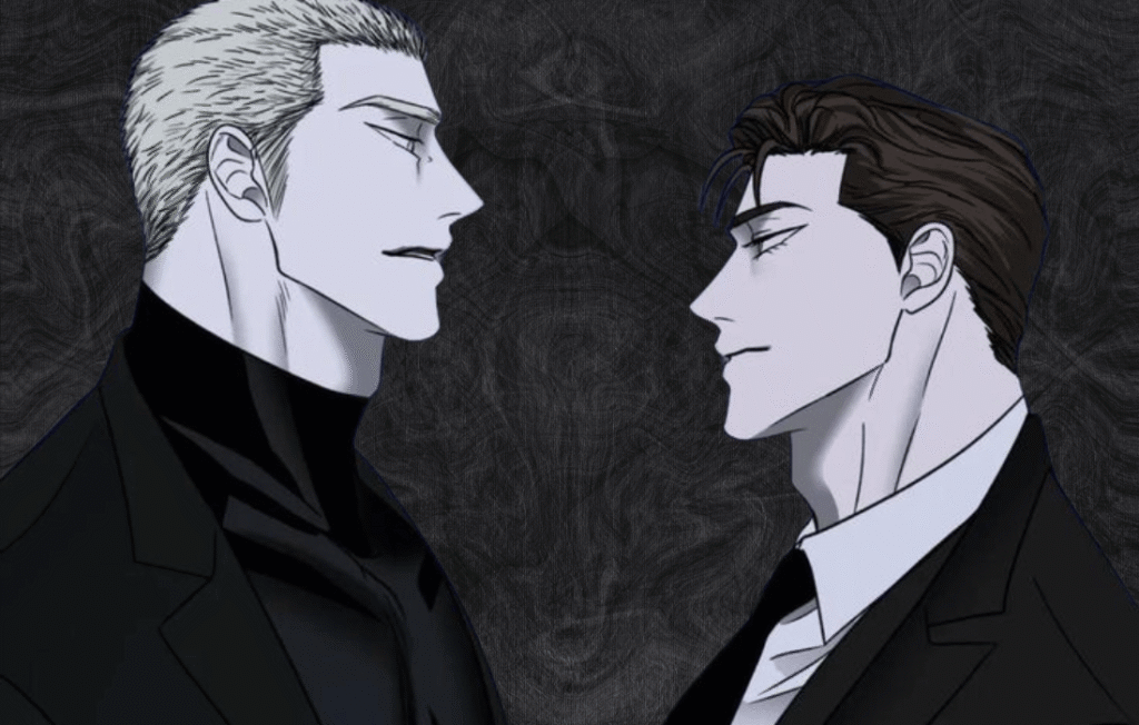 Two Shutline characters facing each other.