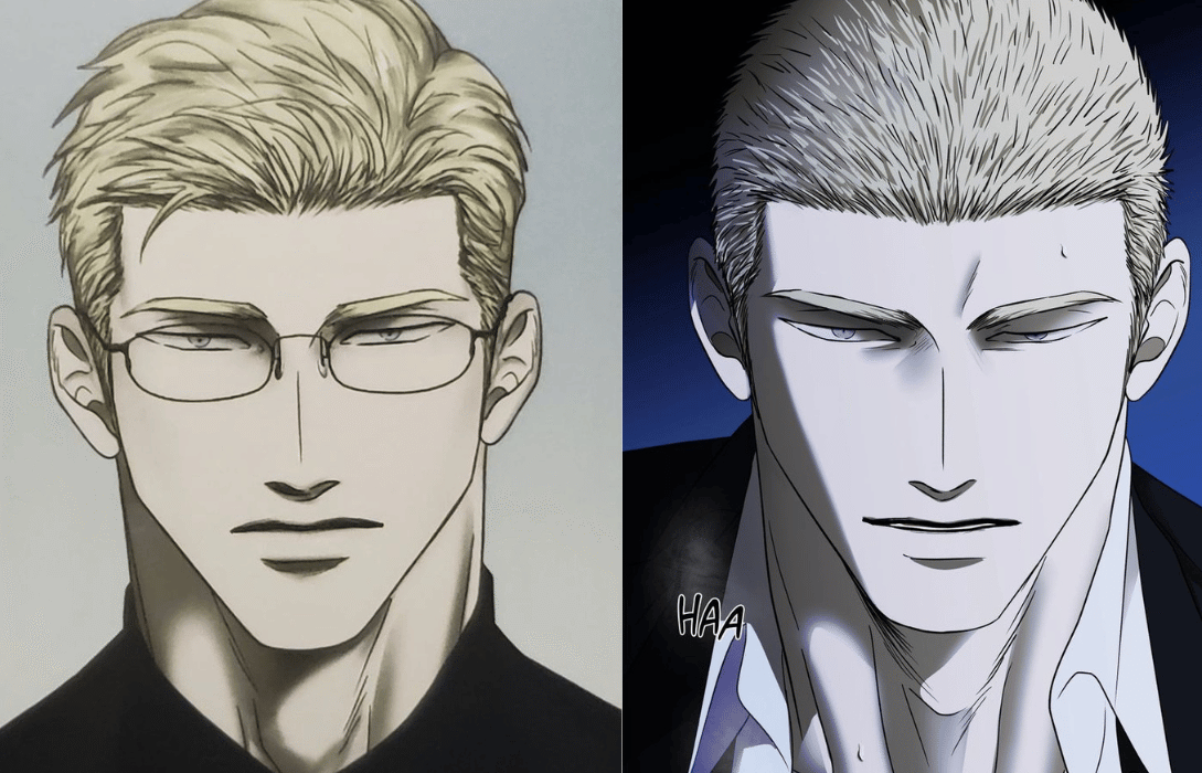 Shutline Jake: Comparison of two different hairstyles.