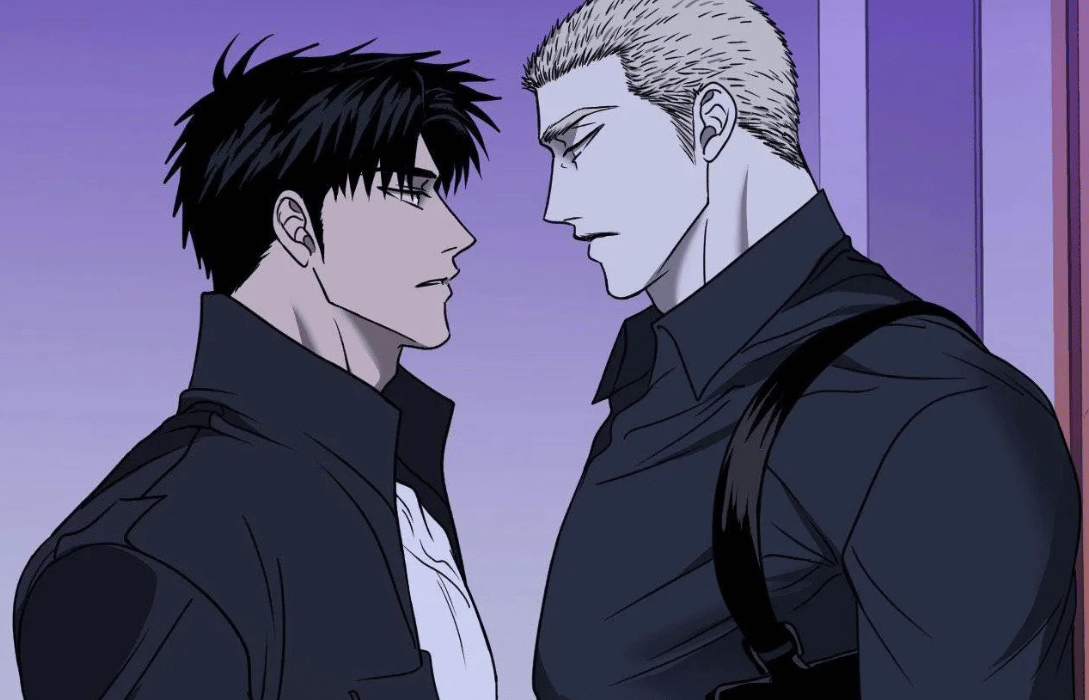 Two men from Shutline chapter 89 facing each other.