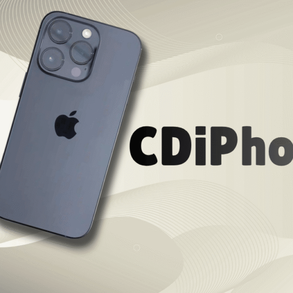 iPhone on abstract background with CDiPhone