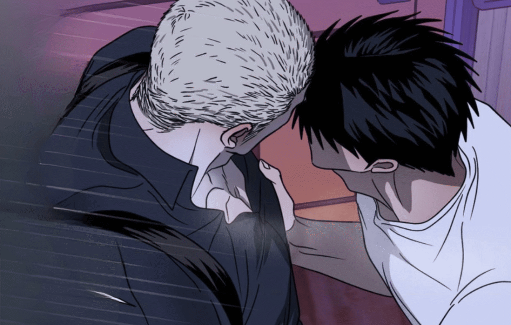 Jake and Shin-gun leaning in Shutline chapter 89.