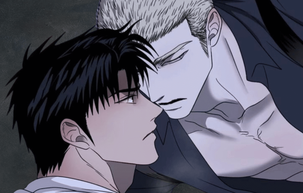 Shutline Chapter 56: Jake leans over Moon Shin-geon.