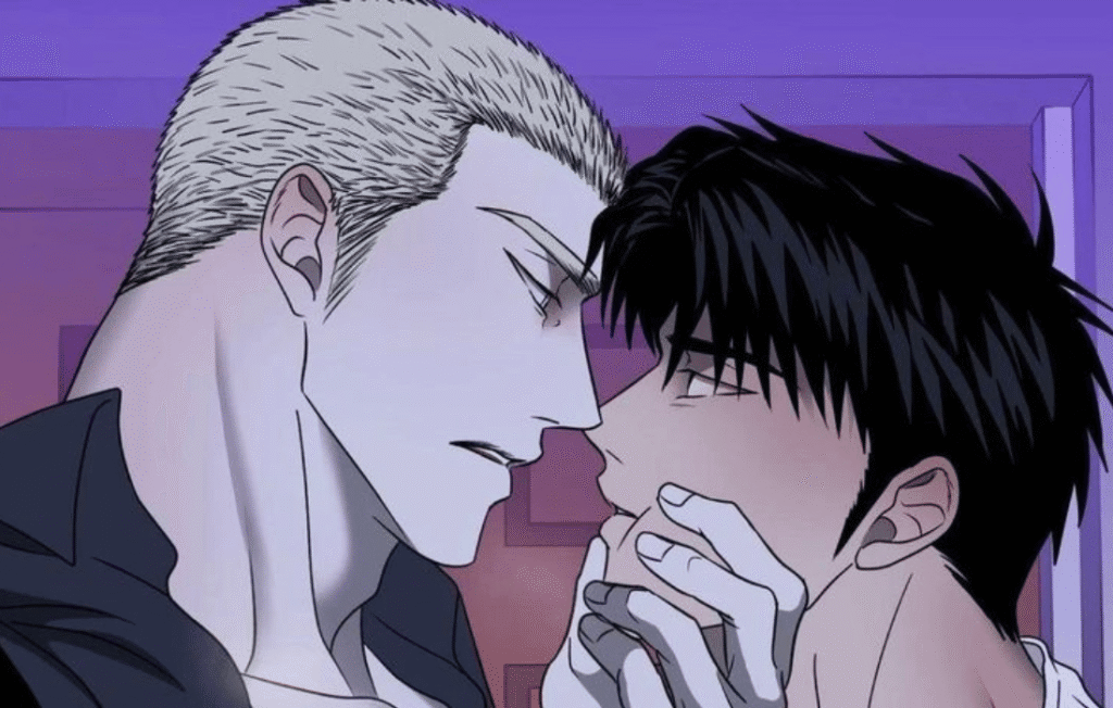 Shutline Chapter 56: Jake tilts Moon Shin-geon's chin up.