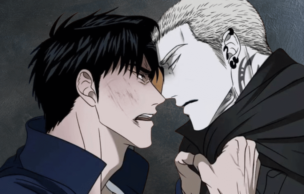 Shutline Chapter 78: Tense confrontation between two men.