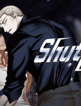 Jake and Moon Shin-geon with the Shutline series logo for where to watch the shutline