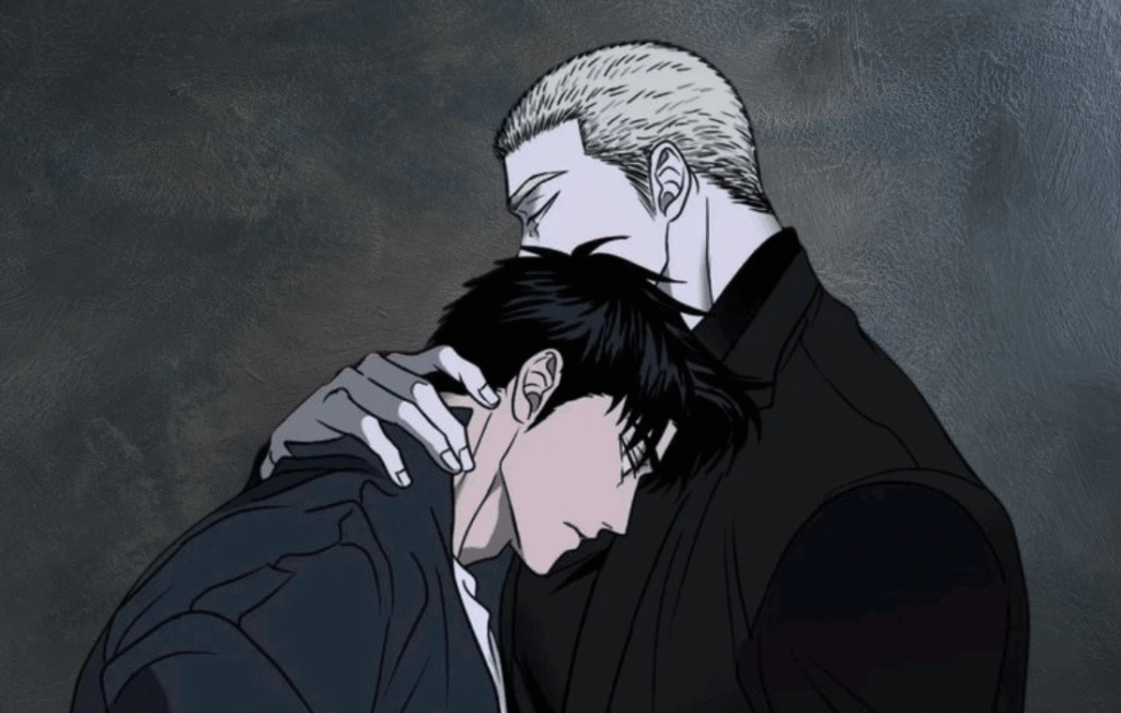 where to watch the Shutline : Jake holds Moon Shin-geon close.