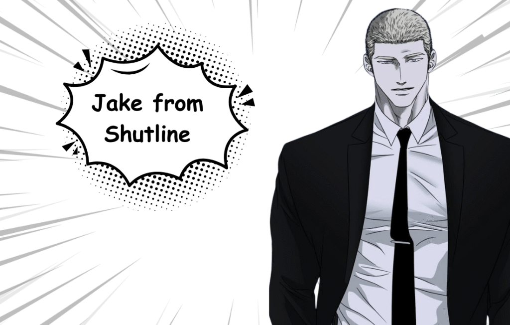 Jake from Shutline manhwa official character art handsome male lead in black suit anime style BL webtoon character