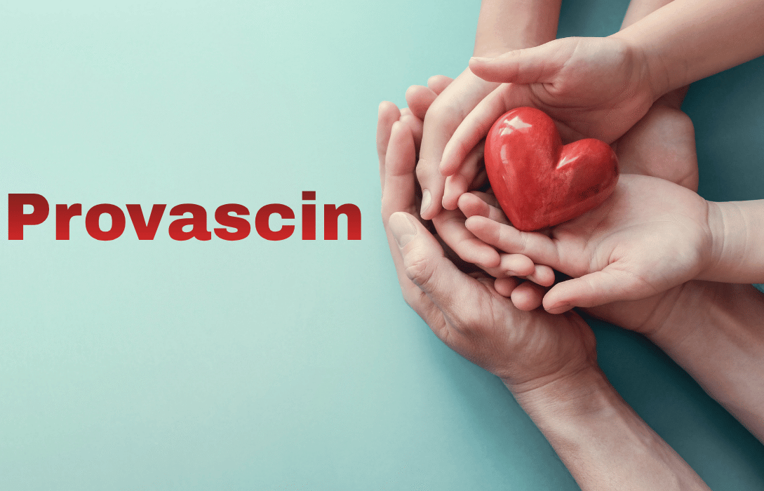 Provascin heart health care with family hands holding heart.