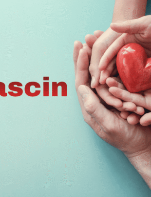 Provascin heart health care with family hands holding heart.