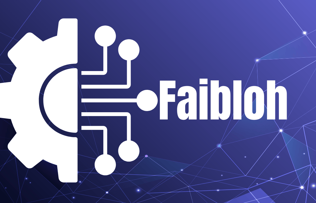 Abstract representation of Faibloh as a digital ecosystem connecting technology, creativity, and online systems through a futuristic network design.