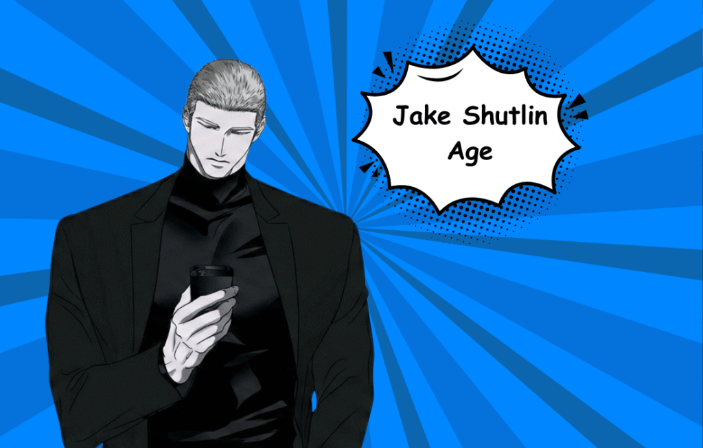Jake Gillan from Shutline manhwa next to a comic-style speech bubble titled "Jake Shutline Age.