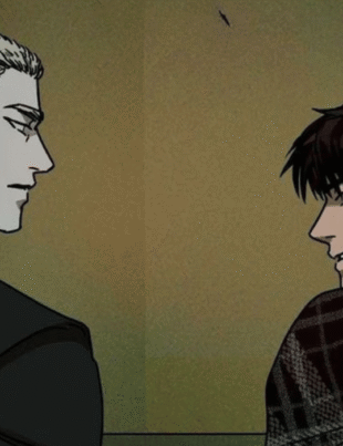 Jake and Shin-gun facing each other in Shutline chapter 2.