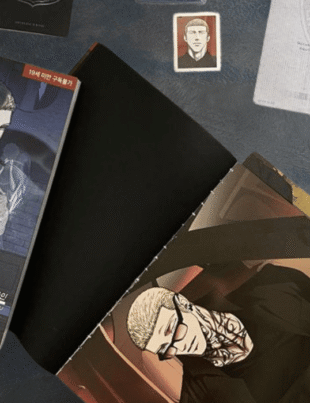 Shutline BL comic volume 2 and character art.