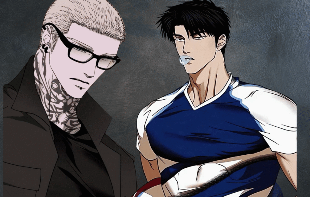 Moon in glasses and Shingun from Shutline reddit manhwa.