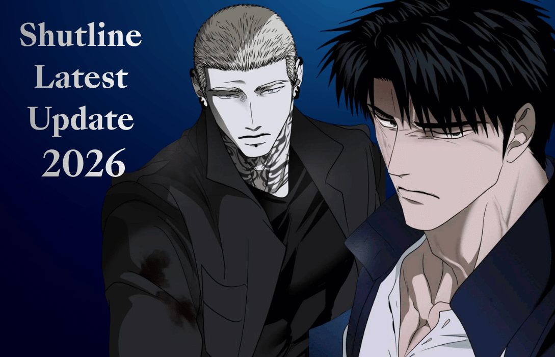 Official art of Shutline manhwa featuring main characters Jake Gillan and Moon Shin for the 2026 latest update.