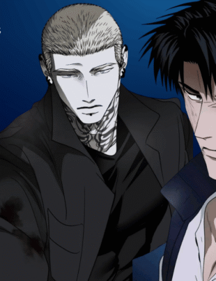 Official art of Shutline manhwa featuring main characters Jake Gillan and Moon Shin for the 2026 latest update.
