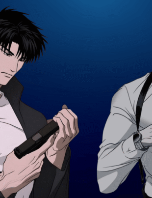 Shutline Series characters Jake and Shin preparing weapons in a tense action scene, showcasing suspense, crime drama, and intense character dynamics.