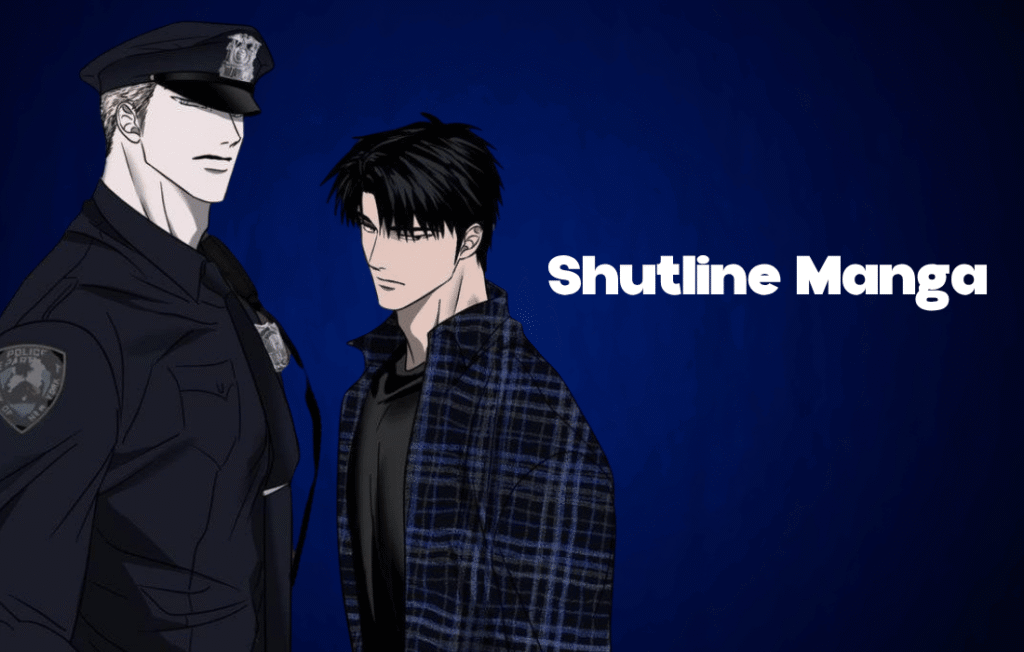 Jake and Shin in police uniform from Shutline latest manga, detailed manhwa artwork showing both characters in official police attire with serious expressions.