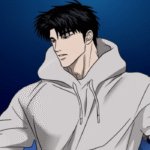 Moon Shingun Shutline sitting calmly with a serious expression in an emotional scene from the BL manhwa.