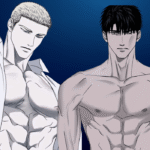 Jake and Shin standing together in a romantic moment from Shutline, showcasing their strong bond, stylish appearance, and emotional connection.