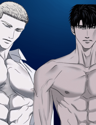 Jake and Shin standing together in a romantic moment from Shutline, showcasing their strong bond, stylish appearance, and emotional connection.
