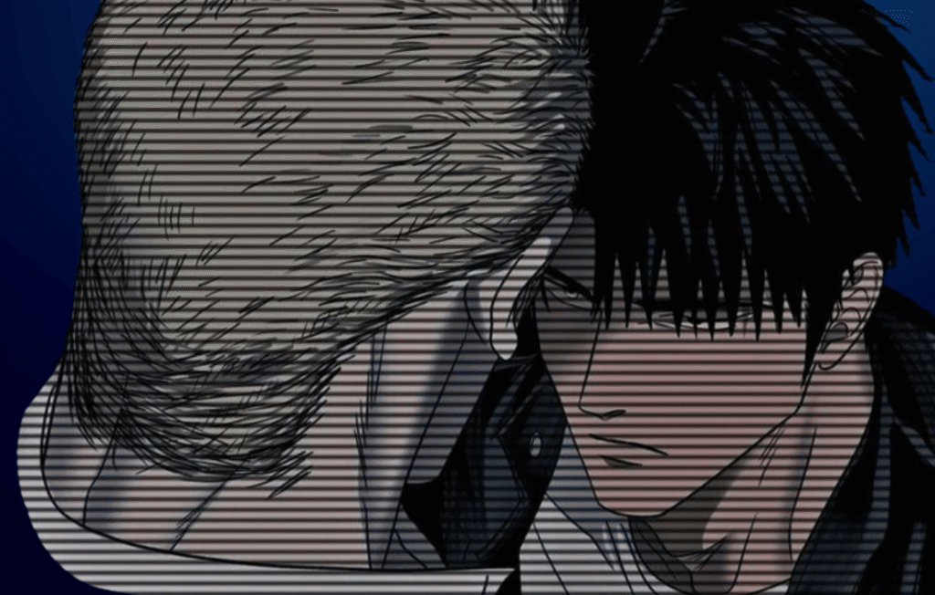 Shin blushing while standing close to Jake in an emotional scene from Shutline, highlighting their romantic chemistry and heartfelt connection.