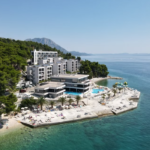 Aerial drone view of Tao Boutique beachfront hotel resort.