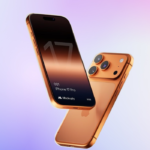 CDiPhone showcase of orange iPhone 17 Pro mockup design.