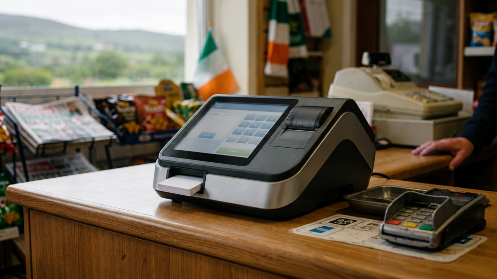 Premier Lotteries Ireland ticket terminal in a retail shop