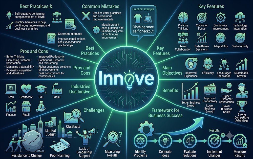 Innøve business framework diagram showing key industries