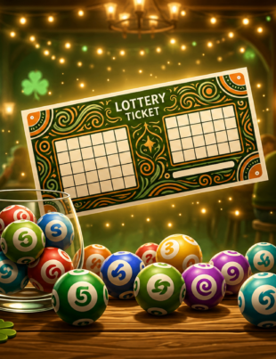 Premier Lotteries Ireland National Lottery ticket and draw concept