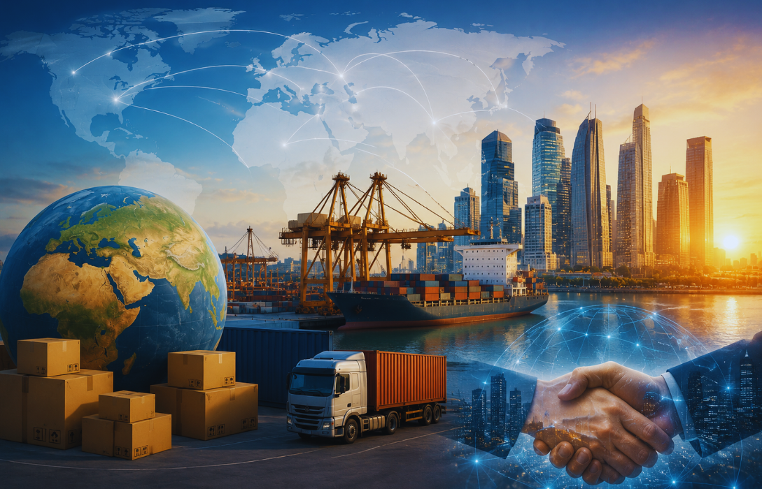 Global Trader Programme international shipping graphic.