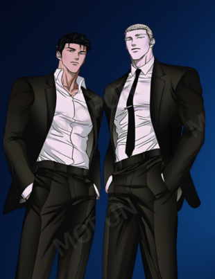 Official-style promotional artwork featuring the main characters from the Shutline manhwa.